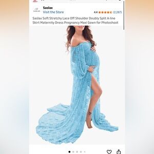 Women's Saslax Blue Lace Off Shoulder Maternity Dress XL